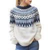 ORANDESIGNE Maglione Donna Collo Alto Pullover Felpa Maglia Maglione Elegante Casual Geometria Maglione Caldo Maniche Lunghe Invernale C Bianco XXL