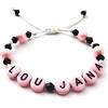 Svitlana Mykhed Bracciale personalizzato con nome LOU JANA messaggio, iniziale, logo (reversibile, personalizzabile) uomo, donna, bambino