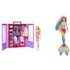 Barbie Fashionistas Armadio Moda Look Playset con bambola, richiudibile e trasportabile, abiti & Dreamtopia Sirena Cambia Colore - Bambola con Look Arcobaleno
