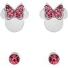 Disney Orecchini Minni Mouse, Collezione Acciaio Inossidabile, Colore Argento, UNICO, Pietre di zirconia cubica, Regalo per Ragazze e Donne (Rosa 1)