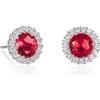Diamond Treats Orecchini Donna Argento 925, Orecchini Halo con Pietre Zirconi Rosso Rubino, Orecchini Rotondi in Argento 925 per Donna e Ragazza, Orecchini Rossi con una Confezione Regalo