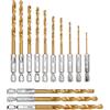 HBYMYDA 13 Pezzi Set di Punte da Trapano Punte HSS Elicoidali Trapano in Titanio Punte Trapano Professionali per Acciaio Inossidabile Legno Metallo Tenero