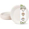 BIOZOYG Set da Tavola ecologiche bagassa usa e getta I 200 pezzi Piatto di canna da zucchero bianco sbiancato rotonda 18 cm I Set da Tavola monouso