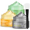 Phomanttonary 3 Pezzi Maschera viso all'argilla, Maschera Viso Curcuma, Maschera Tè Verde, Maschera Fango Mar Morto per Pulizia e Restringimento dei Pori, Rimozione Punti Neri, Idratante, Esfoliante, 300g