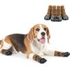 Hjumarayan Calzini Antiscivolo per Cani 4 Pezzi Calze Antiscivolo Cane Protezione Zampe con Cinghie di Fissaggio Regolabili, Maltesi Scarpine per Cani Cuccioli per Interni e Esterni, Leopardo, 0#