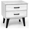 BAKAJI Comodino Camera da Letto Mobiletto 2 Cassetti Libreria Bassa Tavolino Laterale Divano Design Moderno Scandinavo in Legno MDF 4 Piedini Colore Nero (Bianco)