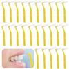 Prasacco 25 scovolini interdentali, spazzolini dentali tra denti e gengive, piccoli spazzolini interdentali a forma di L, universali, ad angolo, strumenti per la pulizia dei denti (giallo 0,6 mm)