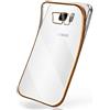 MoEx Cover in Silicone Trasparente Compatibile con Samsung Galaxy S7 | Bordo Metallizzato, Oro
