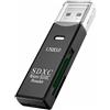 Xingdianfu Lettore di schede USB 3.0, Lettore/Scrittore ad alta Velocità USB 3.0 a 2 Slot per Tutte le SD, SDHC, SDXC, Micro SD, Micro SDHC, Micro SDXC