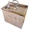 Yellowshop | Mobile cucina sottolavello a 2 ante cm 80 colore Olmo completo di lavello inox serie Basic (Versione Dx)