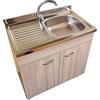 Yellowshop | Mobile cucina sottolavello a 2 ante cm 80 colore Olmo completo di lavello inox serie Basic (Versione Sx)