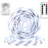 DBFAIRY Striscia LED da 2 m, funzionamento a batteria, 60 strisce LED con timer a distanza, autoadesive per TV, camera da letto, casa, feste, decorazione (bianco)