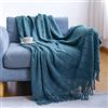 LumiSyne Coperta a Maglia Sfrangiata Tinta Unita Plaid Calda Coperte In Maglia Copriletto a Maglia Coperta Da Tiro Adatto Per Letto o Divano 130x170cm