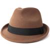 Zylioo Cappelli Trilby in feltro multidimensione,Cappello Fedora caldo arrotolabile di misura regolabile,Cappello cubano unisex a tesa corta con nastro, Tesa corta-marrone, Medium-Large