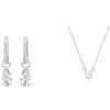 Swarovski Orecchini pendenti Attract, Taglio Pear, Bianchi, Placcato rodio & Collana Attract, Taglio tondo, Bianca, Placcato rodio
