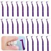 Prasacco 25 scovolini interdentali, spazzolini dentali tra denti e gengive, piccoli spazzolini interdentali a forma di L, universali, ad angolo, strumenti per la pulizia dei denti (viola, 1 mm)