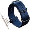 MZBUTIQ 28mm Blu Cinturino Orologio Uomo Nylon di Ricambio 5 anelli
