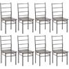 buybyroom Set di 8 sedie da pranzo con schienale, struttura in ferro stile industriale, per sala da pranzo, soggiorno, marrone scuro