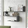 [en.casa] Mensola da Parete a S con 3 Ripiani Scaffale a Muro Libreria Pensile Consolle da Parete 72 x 120 x 15 cm Effetto Cemento