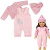 TIANNAIT Costume da bambola rosa, 3 pezzi, accessori per bambole neonate, costumi autunnali e invernali, magliette lunghe, pantaloni monopezzo, cappelli, 36-43 cm