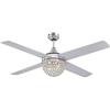 Westinghouse Lighting 72206 - Ventilatore da soffitto contemporaneo Kelcie con luce e telecomando, 132 cm, finitura in nichel spazzolato, paralume con gioielli di cristallo