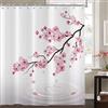 Hnmdmyi Tenda da doccia Fiori di Ciliegio 180x200, Fiori Rosa Tende da doccia stile giapponese asiatico Sakura Art Tenda da bagno impermeabile in poliestere tessuto lavabile per bagno con ganci