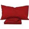 PASSION Completo letto, set lenzuola, Materiale 100% Puro Cotone, Lenzuola sopra, Lenzuolo sotto e 1 Federa da Letto, Biancheria da Letto Tinta Unita, Made in italy (Singolo, Rosso)
