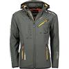 Geographical Norway Giacca softshell, da uomo per attività all'aperto, tecnologia Turbo-Dry, impermeabile, con cappuccio, grigio scuro, XXL