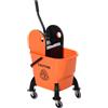 HOMCOM Carrello delle Pulizie Professionale Moltiusi con Strizzatore Rimovibile e Ruote, Arancione per hotel ufficio casa|Aosom
