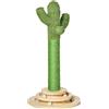 PawHut Albero Tiragraffi per Gatti Adulti e Gattini a Forma di Cactus, Corda Sisal e Base con Palline in Legno, 32x32x60cm, Verde|Aosom