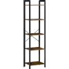 HOMCOM Libreria Scaffale Moderno Industriale a 5 Scaffali in Legno e Acciaio per Casa, Ufficio e Studio, 40x30x154cm, Marrone Rustico|Aosom Italy