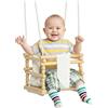 AIYAPLAY Altalena per Bambini 9-36 Mesi in Legno e Cotone con Corda Regolabile e Cuscino, 30x30x110-180 cm|Aosom