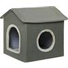PawHut Casetta per Gatti con Cuscini Lavabili 2 entrate, 39x43.5x40.5cm Grigio|Aosom