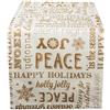 DII 100% Cotone, Lavabile in Lavatrice, Stampato Metallico tovaglia Vacanza - 132,1 x 132,1 cm 4 posti., Christmas Collage Gold, Table Runner 14x108