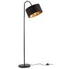 B.K.Licht - Lampada da terra vintage con interruttore a pedale, paralume in tessuto, orientabile, piantana lampada da terra, lampada da terra salotto, lampada da terra ad arco, 25x145 cm, nero-oro