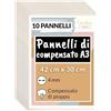 Creative Deco 10 x A3 Compensato Pannelli Legno Pioppo 4 mm | Pannelli Compensato 420 x 300 x 4 mm (+/- 2mm) | Fogli di Legno per Decorazione, Modellare, Pannelli Taglio Laser, Pirografia, Pareti