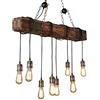 KJLARS Vintage Legno Lampadario a sospensione Antico Retro Lampade Sospensione Legno Lampadari Industriale Plafoniera per Lampadina E27 Illuminazione Interni per Cucina Bagno Cameretta Soggiorno Lampada