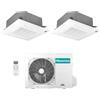 Hisense Climatizzatore Condizionatore Hisense Dual Split Inverter a Cassetta 9+9 con 2AMW52U4RXC R-32 Wi-Fi Optional 9000+9000 con Telecomando e Pannello Incluso