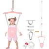 FUNLIO Altalena da Porta con Gancio da Soffitto per Neonati per 6-24 Mesi, Altalene Saltare Su per Neonati per Giochi Indoor/Outdoor, con Catena Regolabile, Facile da Montare e Riporre - Rosa