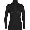 Icebreaker Maglietta a Maniche Lunghe con Mezza Zip da Donna - 100% Lana Merino - 175 Tessuto Ultraleggero - Nero, XS