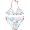 SHEKINI Costume da bagno estivo per ragazze, bikini estivo con scollo all'americana a triangolo e fondo stampato, costume da bagno a due pezzi per bambini 6-14 anni bikini da spiaggia alla moda, Rosa