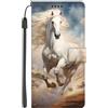 EuoDuo per Samsung Galaxy A51 Cover in PU Pelle Custodia Libro Portafoglio Magnetica Antiurto Completa Protettiva Flip Caso Wallet Case con Disegni Cavallo Bianco Deserto