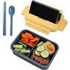 gvivej Lunch Box, Bento Box con 3 Scomparti, Accessori 1 Bento Box, 1 Paio di Bacchette e 1 Cucchiaio, Blu Giallo