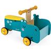 Janod - Cavalcabile per Bambini in Legno Ippopotamo - Maniglie Ergonomiche e Ruote Silenziose - Scomparto per Riporre - Apprendimento dell'equilibrio - A Partire dall'anno, J08003, Blu e Giallo
