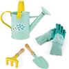 Janod - Set Del Piccolo Giardiniere Happy Garden, Set Di 4 Utensili Da Giardinaggio per Bambini, per Lo Sviluppo Della Motricità Fine, Color Menta - Da 3 Anni in su, J03187