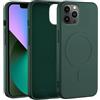 KetteTech Magnetica Cover per iPhone 13 Pro Compatibile con MagSafe, Silicone Liquido Ultra Sottile Antiurto Antigraffio Protettiva Case, Verde Foresta