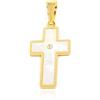 Monde Petit Croce in madreperla con zirconi - ori Giallo 18k (750) - Scatola Regalo - Certificato di garanzia