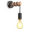 B.K.Licht Lampada da parete retrò in metallo e legno, lampadina E27 non inclusa, applique vintage, design industriale, ideale per ambienti rustici e moderni, nero IP20