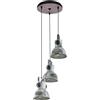 Eglo Lampada a sospensione Barnstaple, lampada vintage a 3 luci in stile industriale, lampada a sospensione retrò in acciaio con finitura zincata usata, patina marrone, nero, portalampada E27