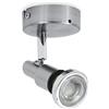 B.K.Licht Faretto LED da soffitto o parete orientabile, plafoniera bagno, include lampadina GU10 da 5W, luce calda 3000K, 400Lm, resistente agli schizzi d'acqua IP44, metallo color nickel opaco, 230V